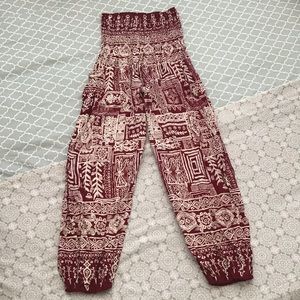 Deep red tribal print Harem Pants. Never worn. OS